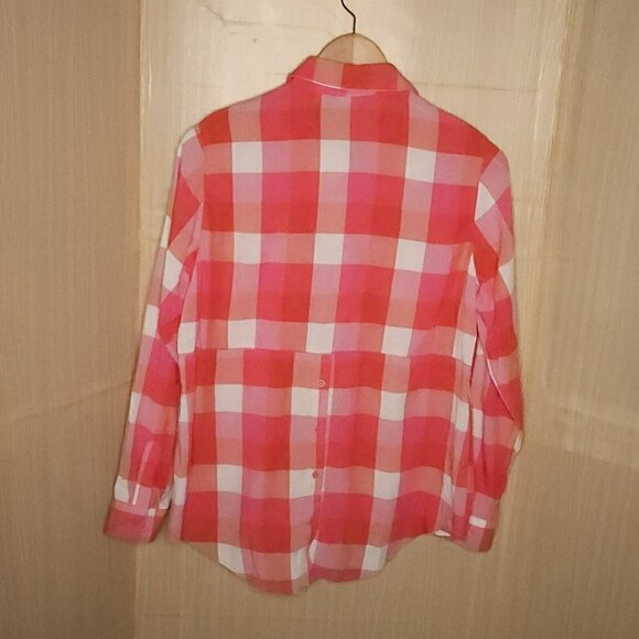 Westbound Pink White Plaid Relaxed Fit Button Down Large - Picture 2 of 6
